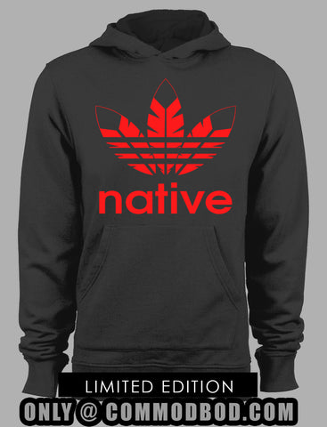 Native 3 Feather Parody *LIMITED EDITION RED* - Black Hoodie