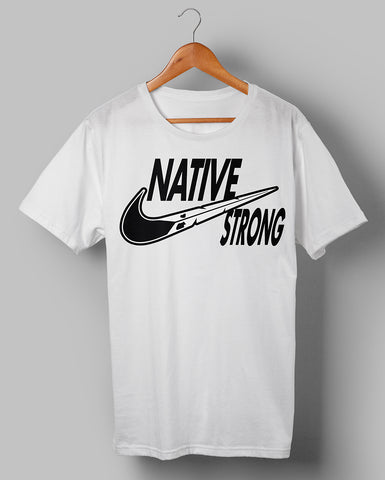 Native Strong Swoosh Parody White Shirt