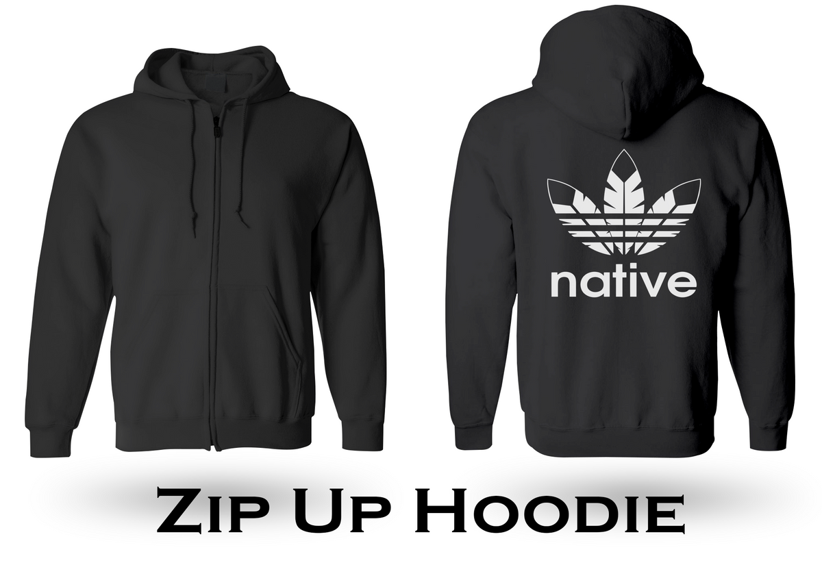 Native 3 Feather - Zip Up Black Hoodie – Commod Bod Clothing LLC