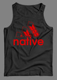 Native 3 Feather Parody Logo 2- Black Tank Top