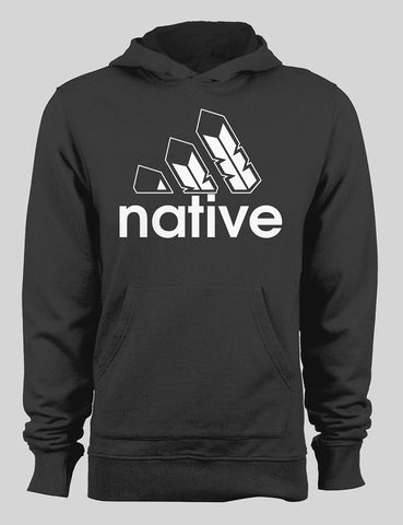 Native 3 Feather Logo 2 Parody White - Black Hoodie
