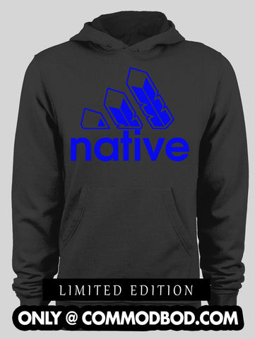 Native 3 Feather Logo 2 Parody *LIMITED EDITION BLUE* - Black Hoodie