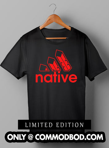 Native 3 Feather Logo 2  *LIMITED EDITION RED*  - Black Shirt